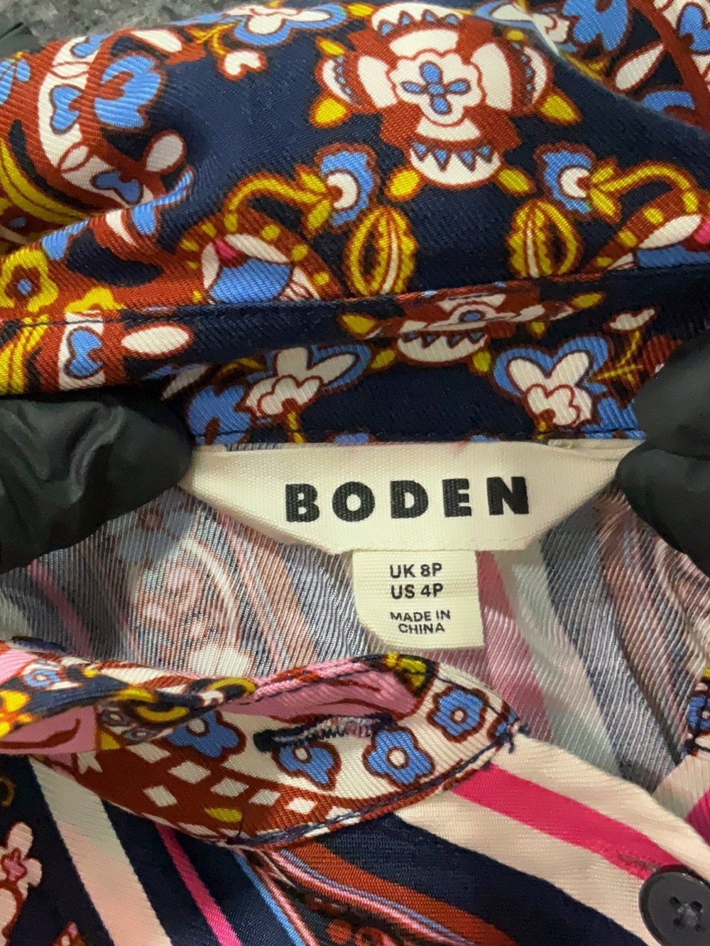 Boden Scarf Print Midi shirt Dress 4p - Picture 5 of 8